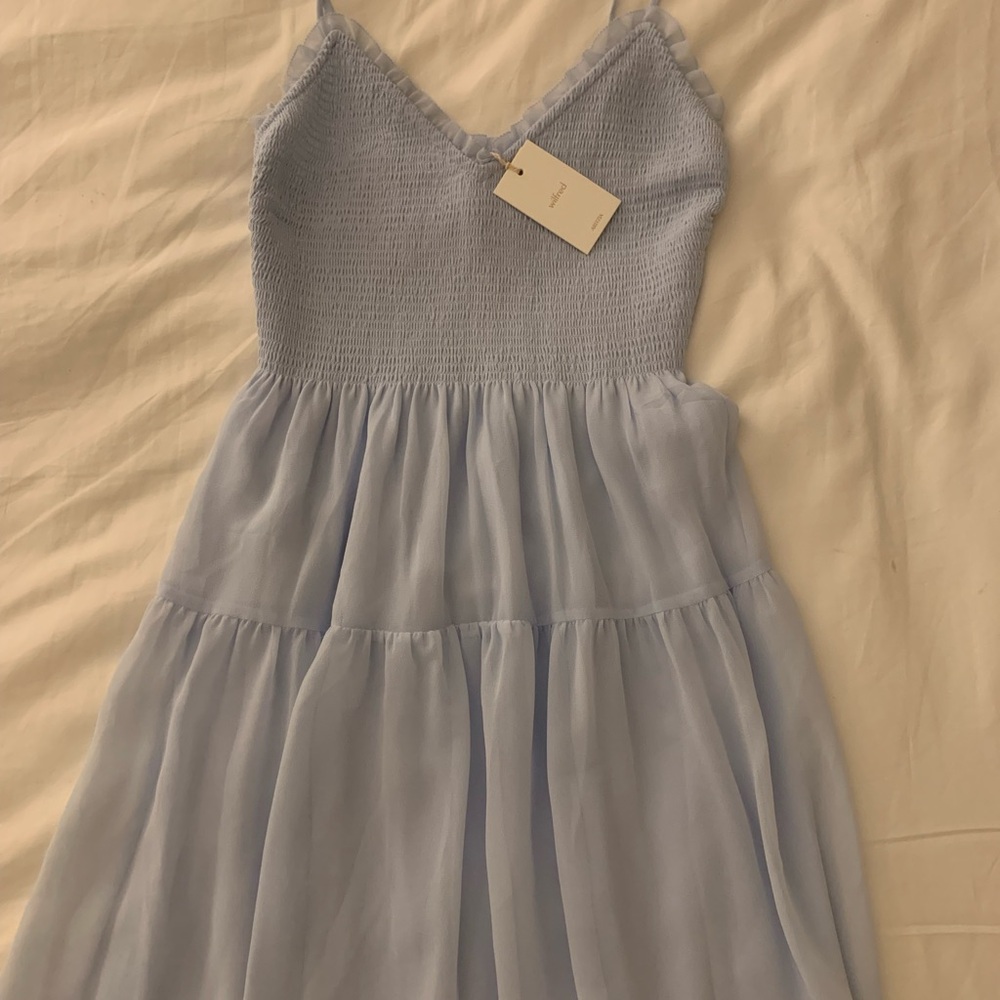 NWT - Aritzia Wilfred Tuberose Dress Glimmer (Baby Blue) XXS